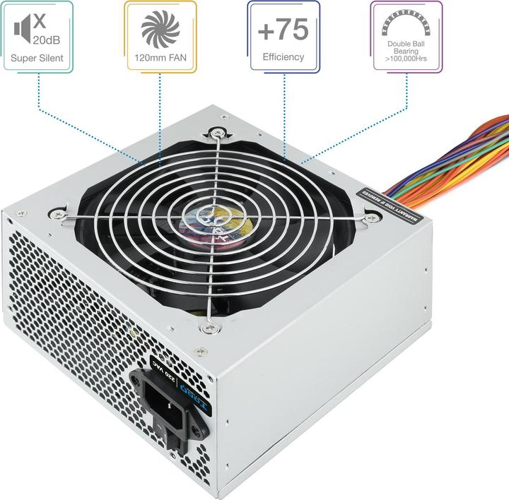 Actual product image Tooq Technology Alimentation ATX TooQ Apolo - 500W (Gris) (500 W)