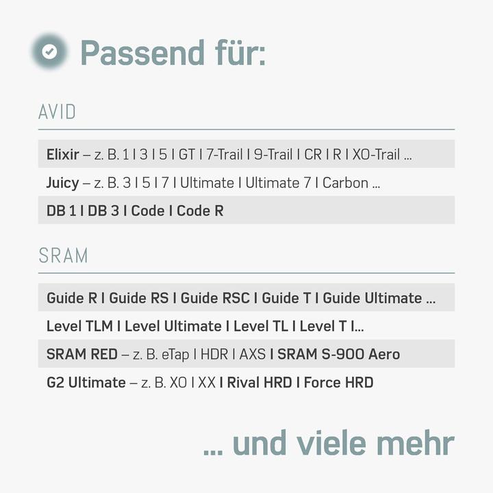 Nährwerte und Zutaten Borgen Entlüftungskit ‎für Avid & Sram-Bremsen