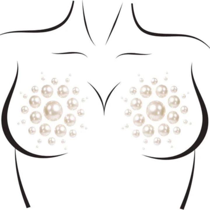 Actual product image Leg Avenue Isla Pearl Nipple Stickers - White