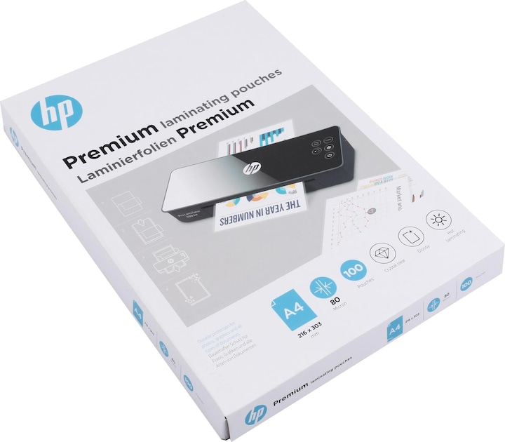 Productafbeelding HP Lamineerfolie Premium A4, 80 µm, 100 stuks, Glanzend (A4, 100 Stuk, 80 µm)