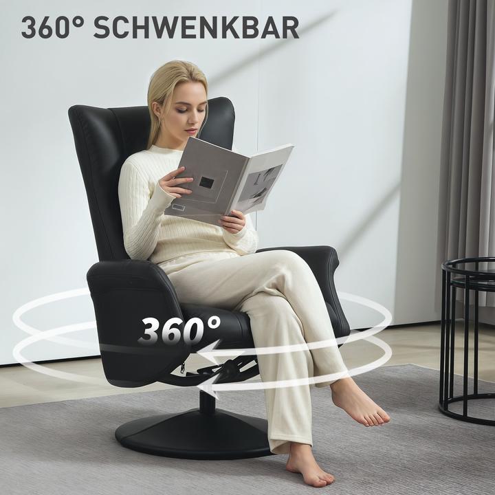 Produktbild Homcom Relaxsessel mit Hocker Kunstleder Schwarz