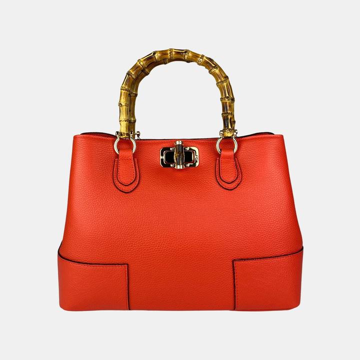 Only-Bags.Store Borse in pelle, Borsa con manico in bambù, Borse in vera pelle, Borsa in pelle fatta a mano