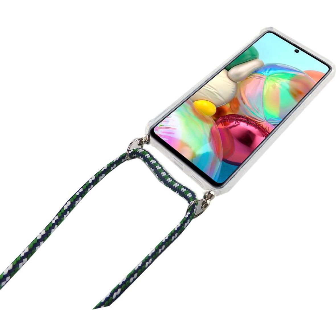 Thumbnail - König Design Handykette für Samsung Galaxy A71 mit Band Case zum umhängen Kordel Etui Grün, Handykette, Transparent