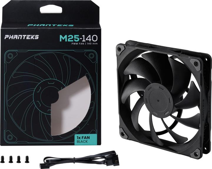 Immagine prodotto Phanteks Ventola M25 PWM - 140 mm, nera (140 mm, 1 x)