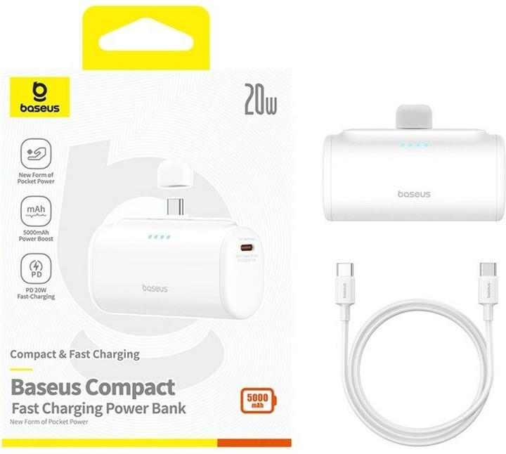 Produktbild Baseus Compact Series Fast Charging USB-C Powerbank 20W (5000 mAh, 20 W, 18.50 Wh)