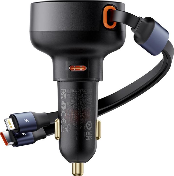 Baseus Car Charger Enjoyment USB-C with USB-C cable and Lightning 60W