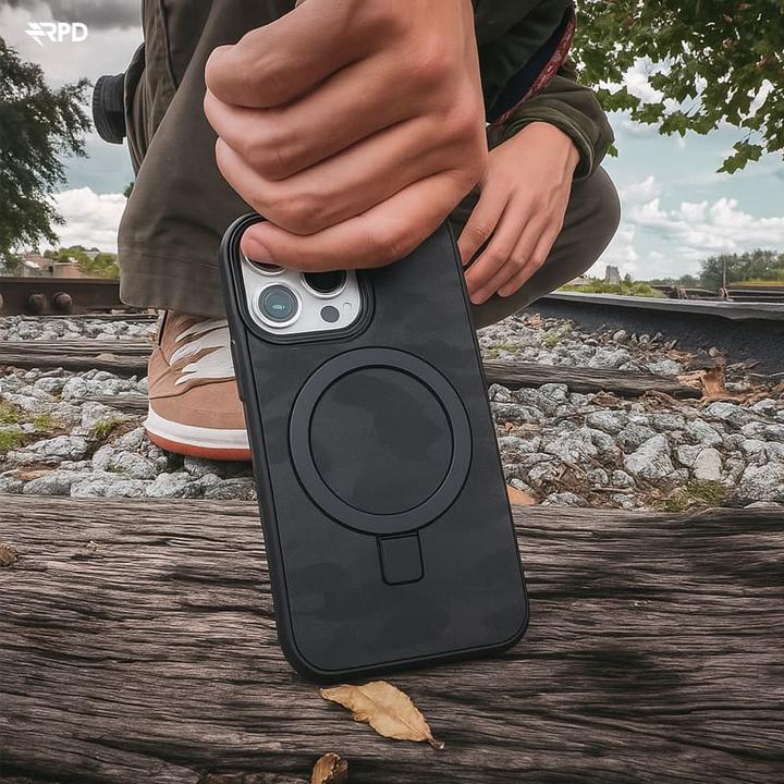 Produktbild RPD iPhone 16 - Magsafe Standetui mit camouflage Muster schwarz (Apple iPhone 16)