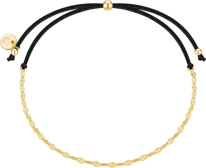Immagine prodotto Glanzstücke München Armband Sterling Silber gelbgold Textil (schwarz) - 38378 (22 cm, Argento)
