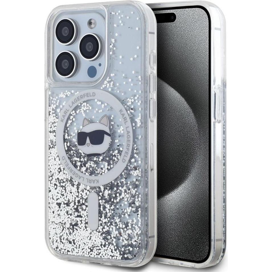 Karl Lagerfeld KLHMP15XLGCHSGH iPhone 15 Pro Max 6.7" hardcase transparent Liquid Glitter Choupette (Apple iPhone 15 Pro...