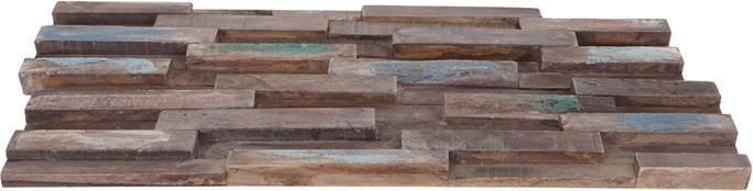 Produktbild Swisshandel24 10x Teak-Holzfliesen (1qm), 3D Wandfliesen Wandverkleidung Mosaikfliesen Wandpaneele vintage braun