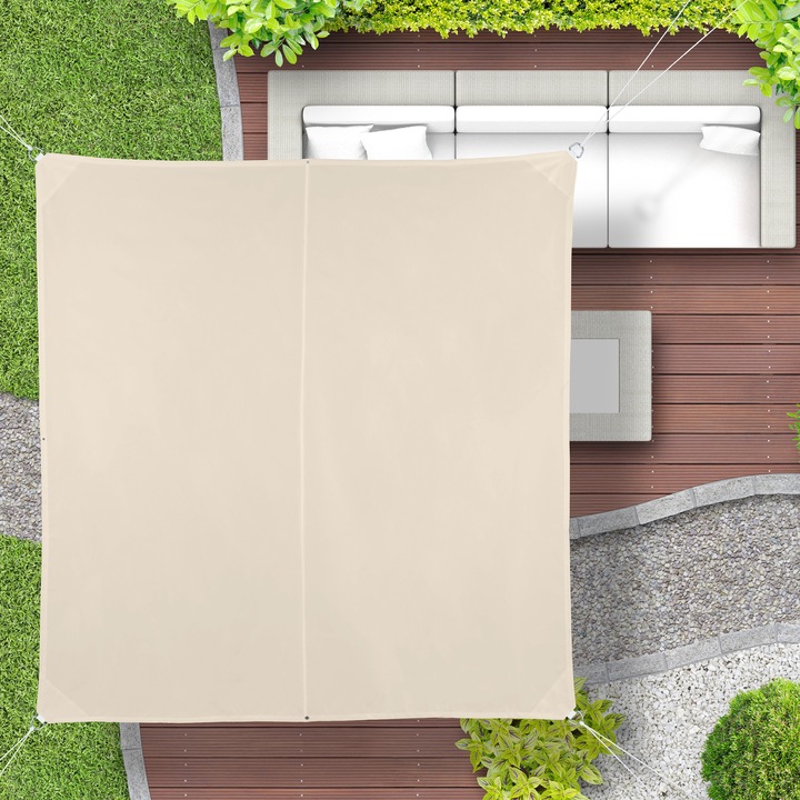 Actual product image Relaxdays Square Beige Awning (300 x 300 x 0.5 cm)