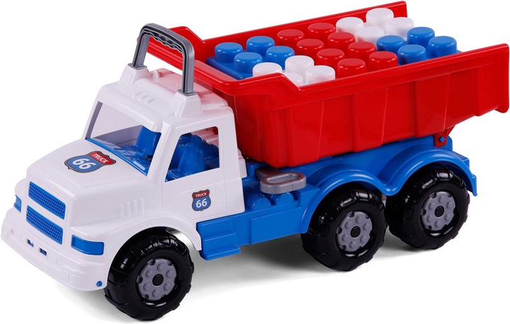 Actual product image Polesie Route 66 dump truck with building blocks