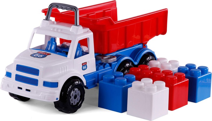 Actual product image Polesie Route 66 dump truck with building blocks