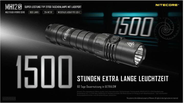 Produktbild Nitecore MH12S Taschenlampe inkl. Akku (14.10 cm, 1800 lm)