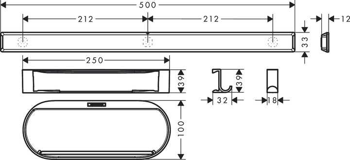Actual product image hansgrohe WallStoris (56 x 17 x 8.5 cm)