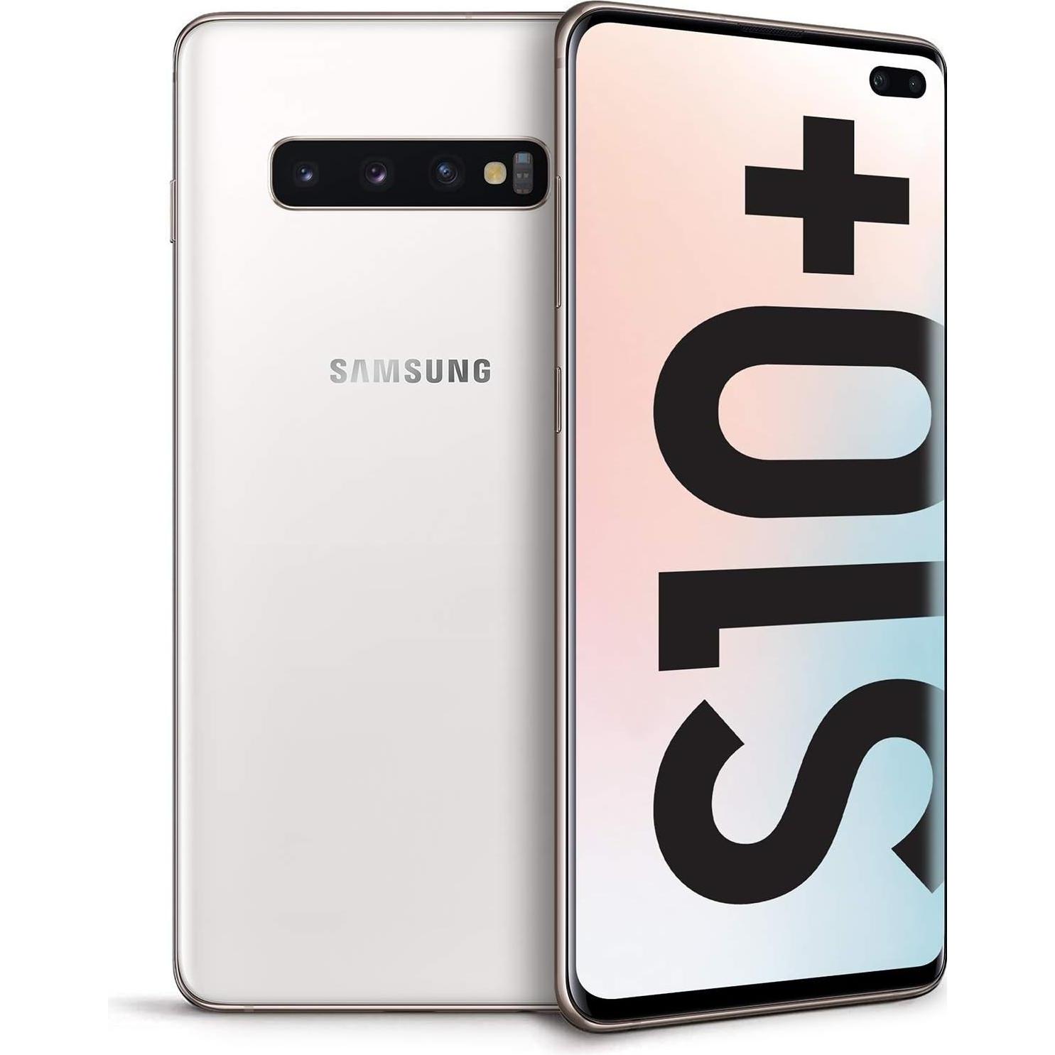 Samsung Galaxy S10+ (512 GB, Ceramic White, 6.40", Hybrid Dual SIM, 4G), Smartphone, Weiss