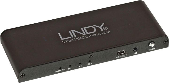Lindy HDMI 2.0 4K UHD switch 3:1. 3D 2160p 60 HDTV up to 4K HDCP 2.2 copy protection