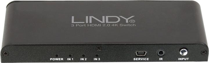 Produktbild Lindy HDMI 2.0 4K UHD Umschalter 3:1. 3D 2160p 60 HDTV bis 4K HDCP 2.2 Kopierschutz