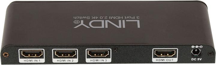 Produktbild Lindy HDMI 2.0 4K UHD Umschalter 3:1. 3D 2160p 60 HDTV bis 4K HDCP 2.2 Kopierschutz