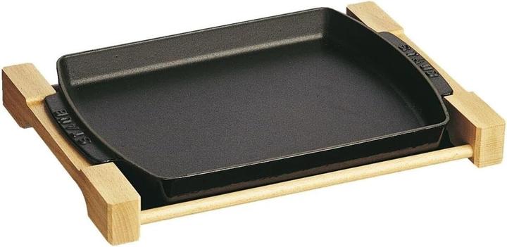 Produktbild Staub 40509-523-0 Teller mit Holzunterlage, rechteckig (33 x 23 cm, 1 L) schwarz