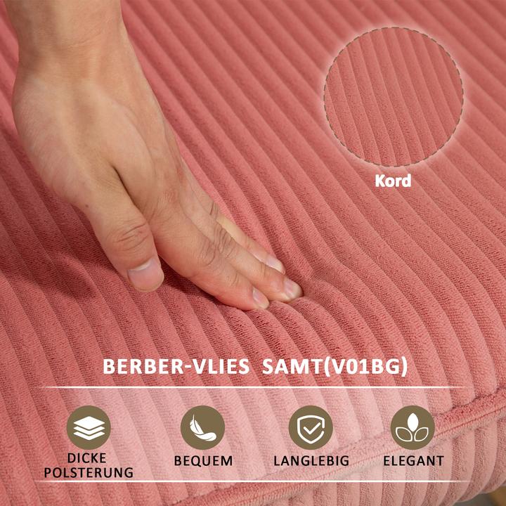 Image du produit Homcom Schaukelstuhl Kord (100% Polyester), Buchenholz, Stahl, Schaumstoff Rosa