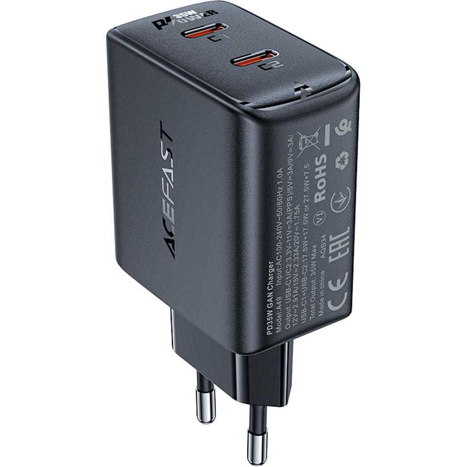 Acefast A49 (35 W), USB Ladegerät, Schwarz