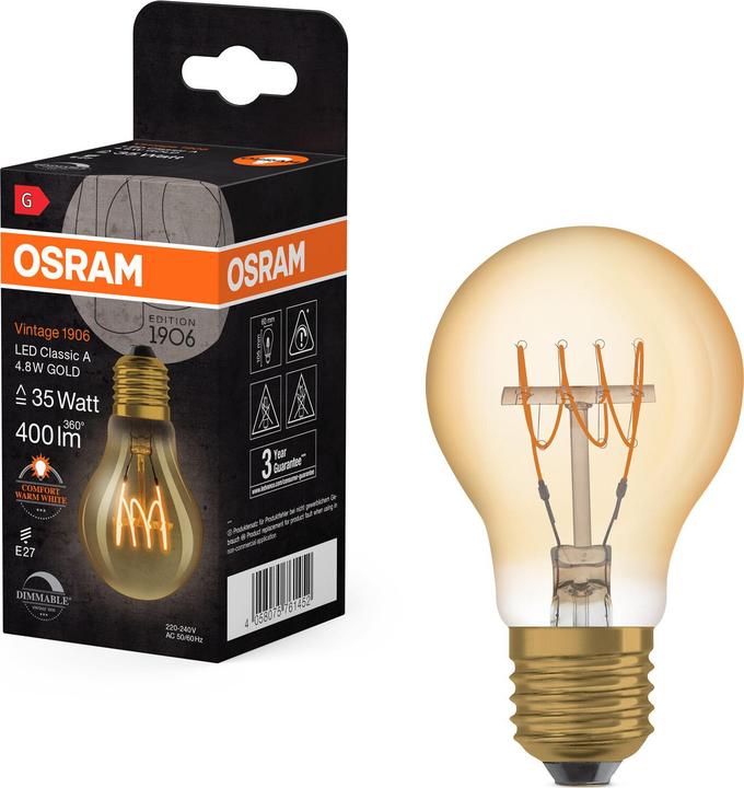 Actual product image Osram Vintage 1906 (E27, 4.80 W, 400 lm, 1 x, G)