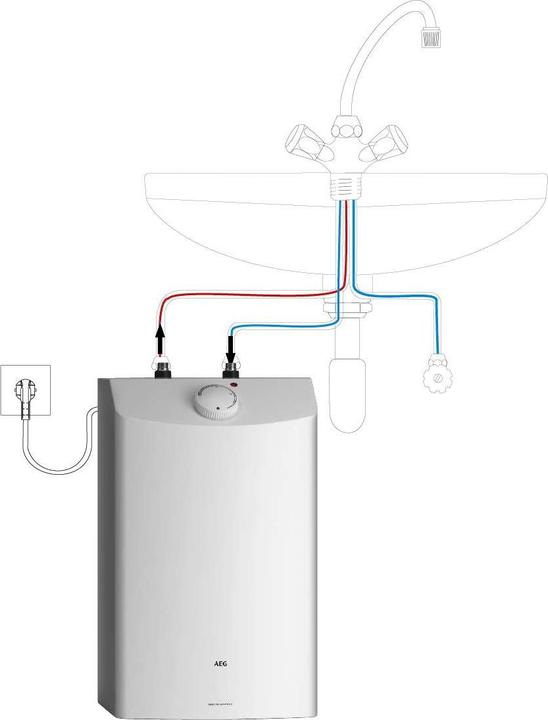 Produktbild AEG Haustechnik Huz 10 ÖKO Drop Stop druckloser Untertischboiler 10 Liter Niederdruck, ThermoStop, mit Stecker, 2 kW