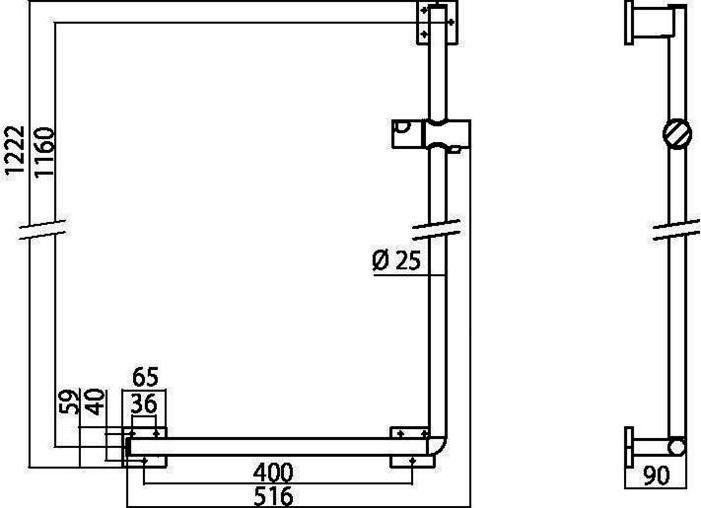 Actual product image Emco Shower rail SYSTEM 2 for hanging seat, left chrome
