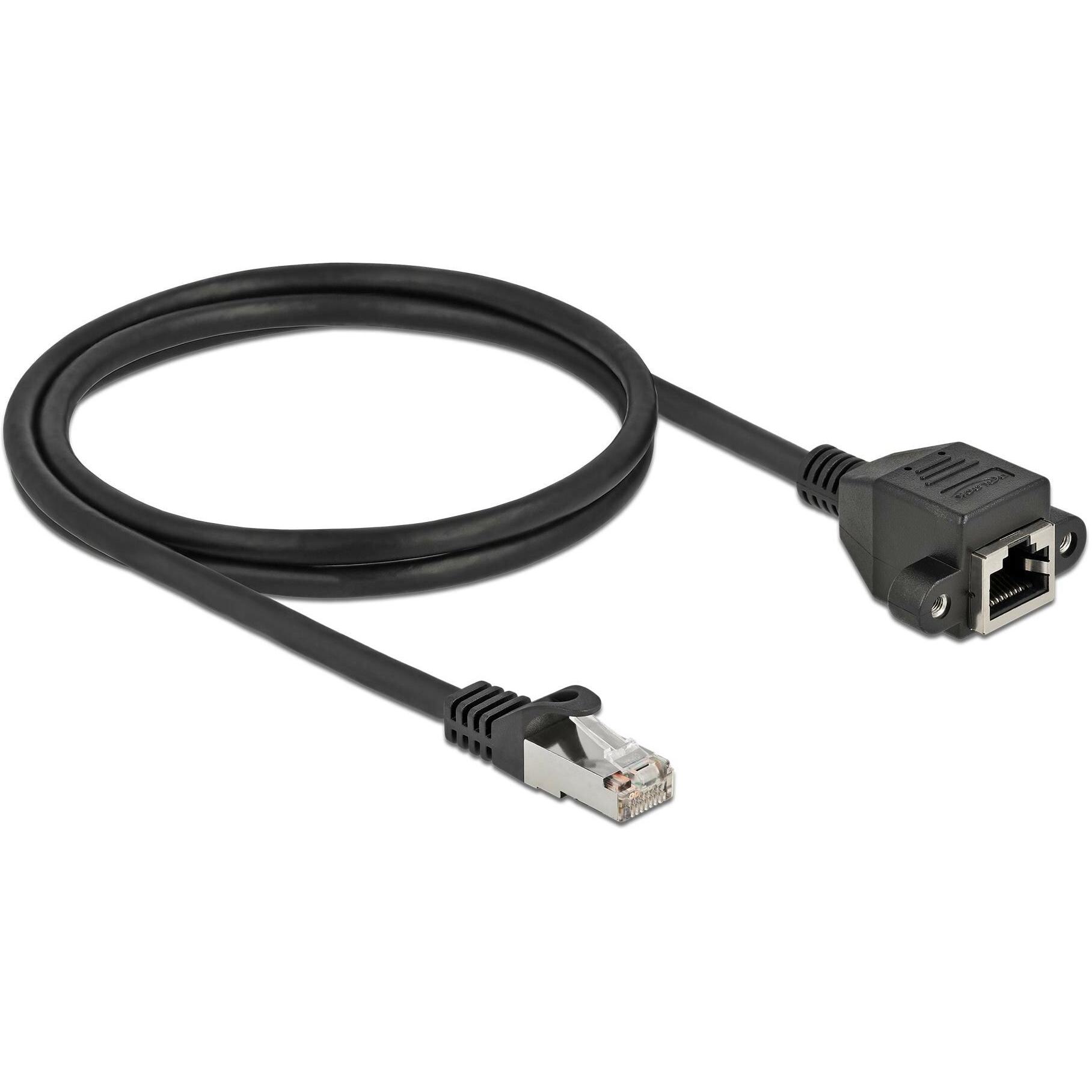 Thumbnail - Delock Netzwerk Verlängerungskabel S/FTP RJ45 Stecker zu RJ45 Buchse Cat.6A 1 m schwarz (S/FTP, CAT6a, 1 m), Netzwerkkab...