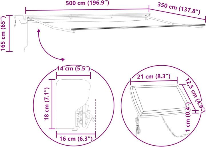Produktbild vidaXL Einziehbare Markise (3.50 m)
