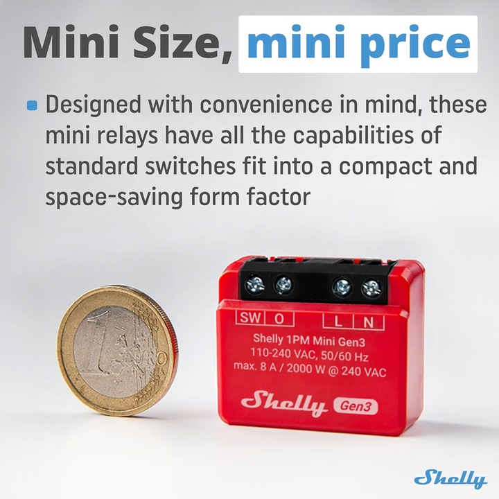 Produktbild Shelly 1PM Mini Gen3 x2 (Schaltaktor)
