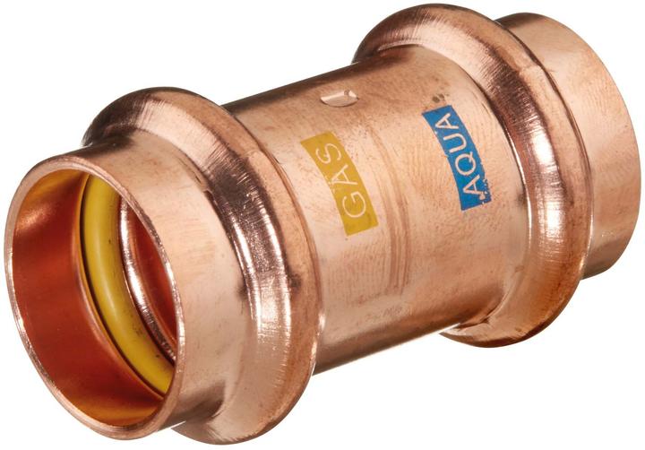 Actual product image Hermann schmidt HS Coupling V-Press Copper AQUAGAS 22x22mm (Pipe coupling)