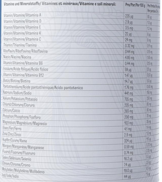 Valeurs nutritives et ingrédients Moltein Pro 1.5 Vanille (340g) (Vanille, 1 pcs, 340 g)