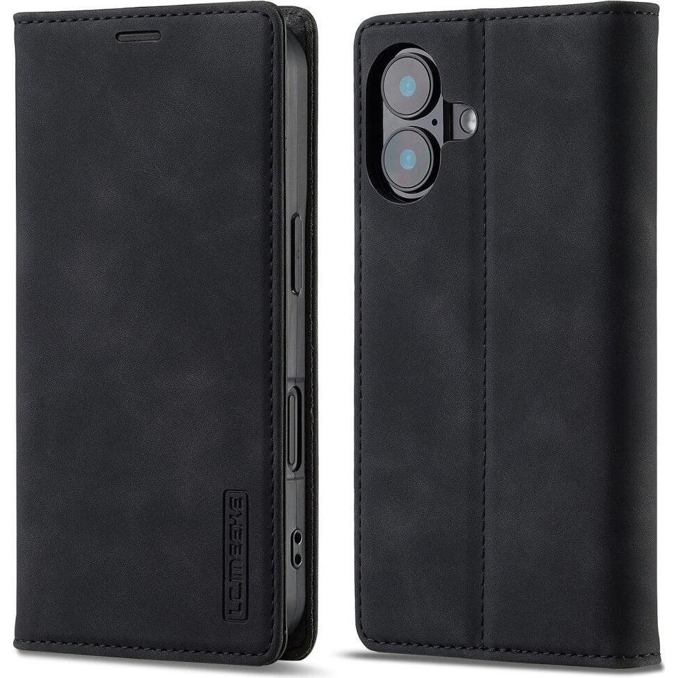 LC.Imeeke iPhone 16 - Flip Case Vintage (Apple iPhone 16), Smartphone Hülle, Schwarz