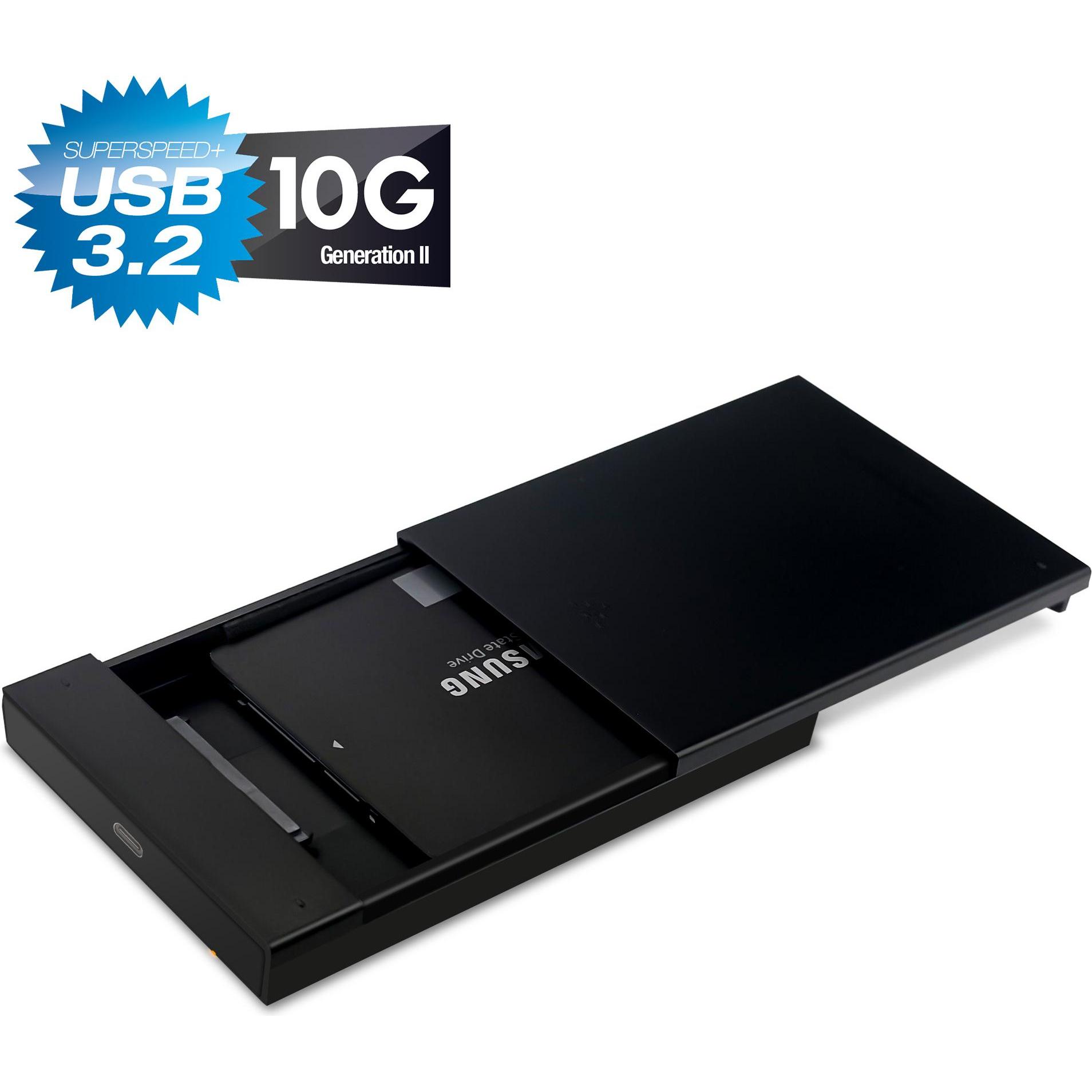 Fantec PL-25U31 6,35 cm 2,5 pollici SATA SSD enclosure USB-C tecnologia USB 3.1 10G (2.5"), Case per hard disk, Nero