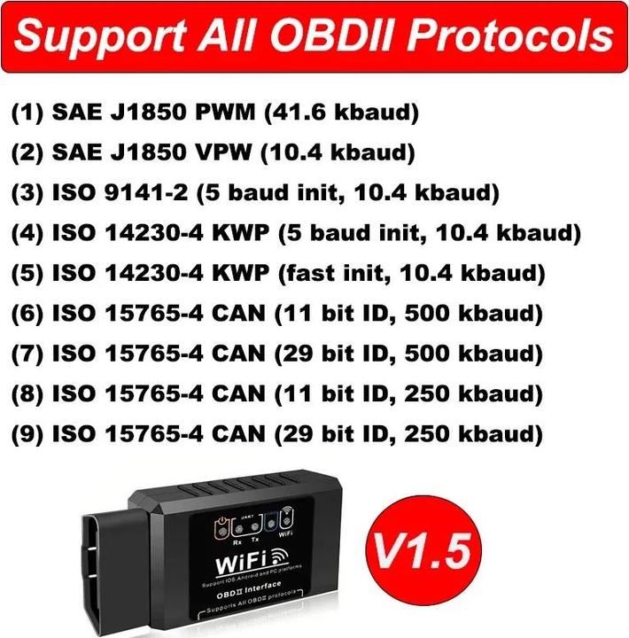 Produktbild Nikko Wifi ELM327 OBD2 V1.5 Auto Diagnose Code Scanner, Android/IOS/PC