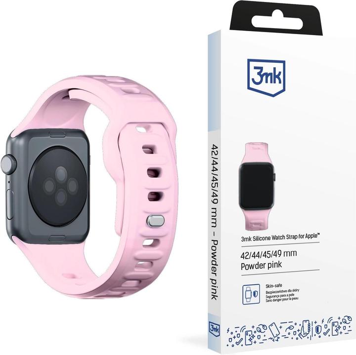 Actual product image 3MK Silicone Watch Strap Powder Pink dla Apple Watch 42/44/45/49 mm