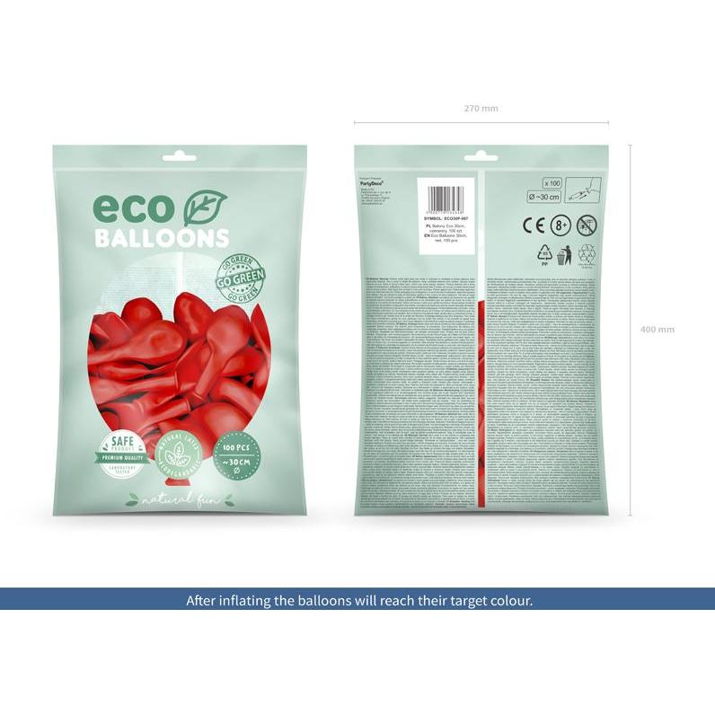 Thumbnail - Partydeco Eco Balloons 30cm pastel, red (1 pkt / 100 pc.)