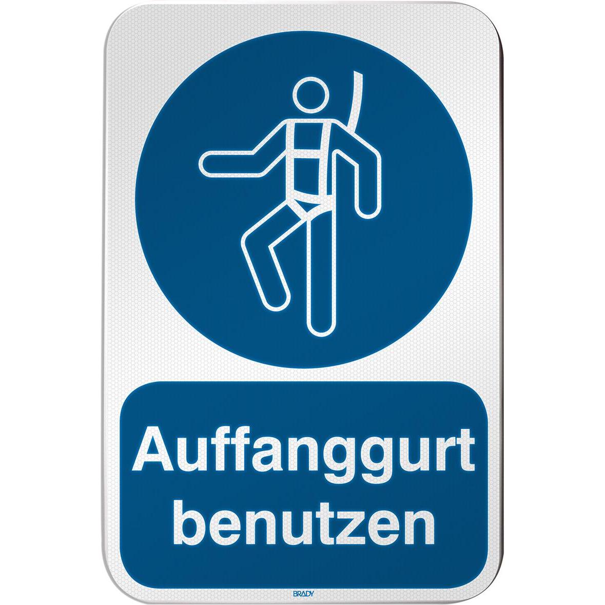 Brady, Segnaletica di sicurezza, M/M018/DE200/RLFBD-400X600-1, Cartello di sicurezza ISO - Utilizzare l'imbracatura di sicurezza,