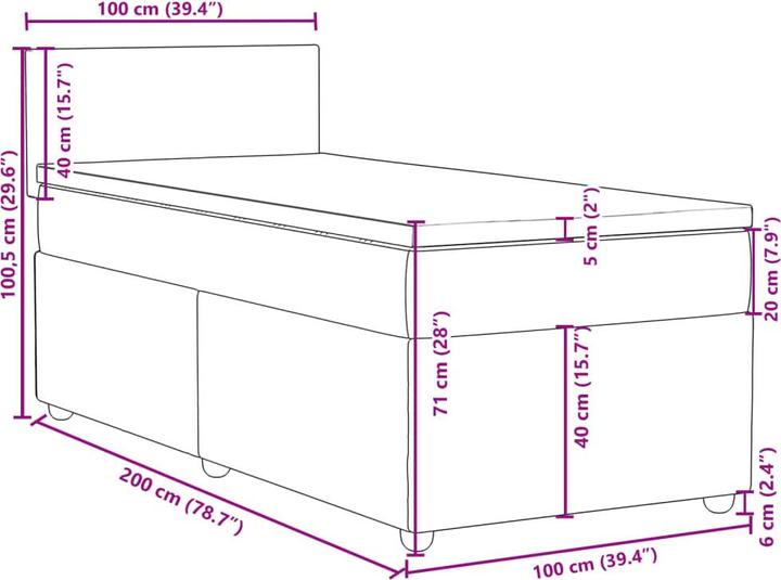Produktbild vidaXL Boxspringbett (100 x 200 cm)