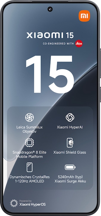 Image du produit Xiaomi 15 (256 Go, Noir, 6.30", Double SIM, 50 Mpx, 5G)
