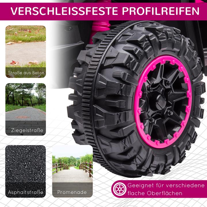 Image du produit Homcom Elektro-Quad Kunststoff, Metall Schwarz+Rosa (12 V)