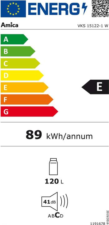 Energie-Label Amica Khlschrank VKS 15122-1 W BxHxT 55 x 88.5 x 60 cm (120 l)