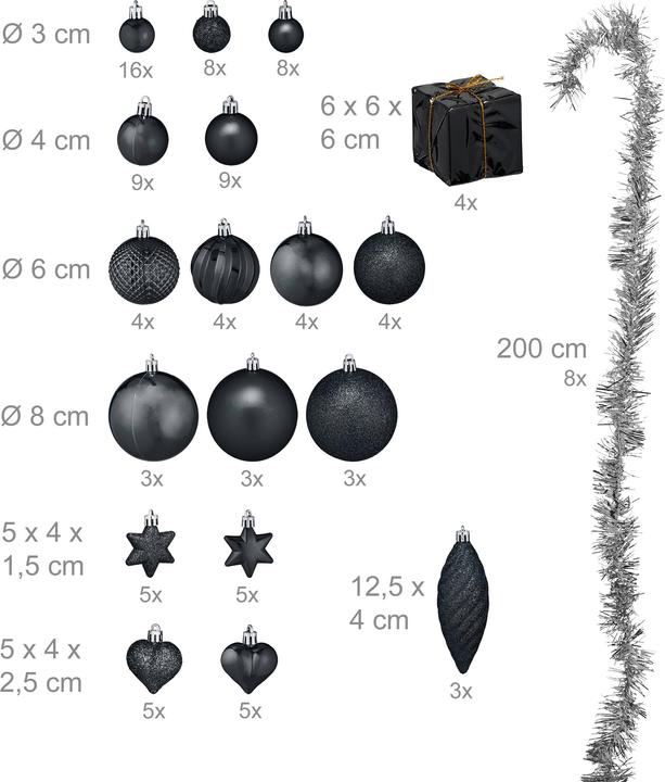 Produktbild Relaxdays Weihnachtskugeln-Set (110 -teilig)