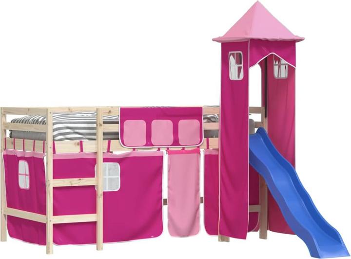 Actual product image vidaXL Curtains for loft bed with tower white and black