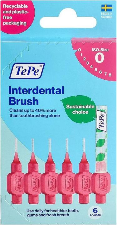Actual product image TePe Interdental Brush Pink 0.4 - Effective Oral Care (6 x, 0.40 mm)