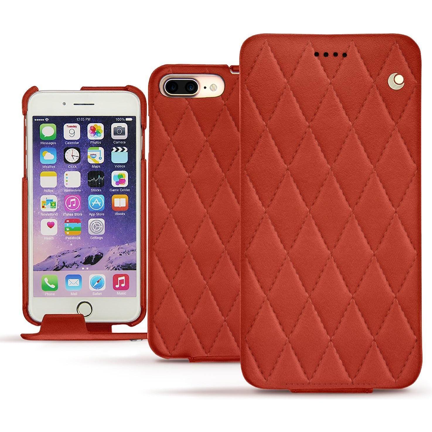 Noreve Lederschutzhülle vertikal (Apple iPhone 7 Plus), Smartphone Hülle, Orange