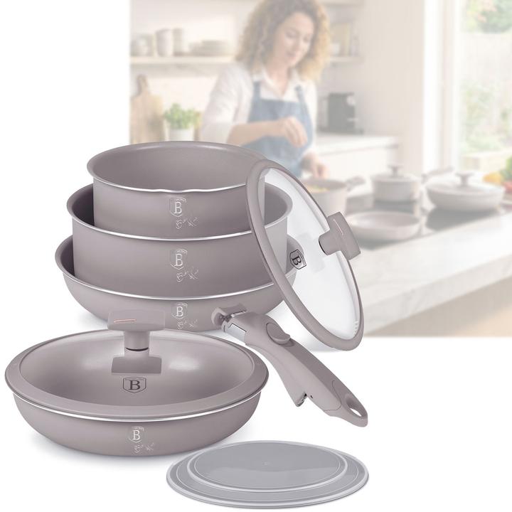 Actual product image BerlingerHaus Design cooking set incl. Smart Lids (Frying pan, Saucepan, Aluminium, 20 x 4.50 cm)