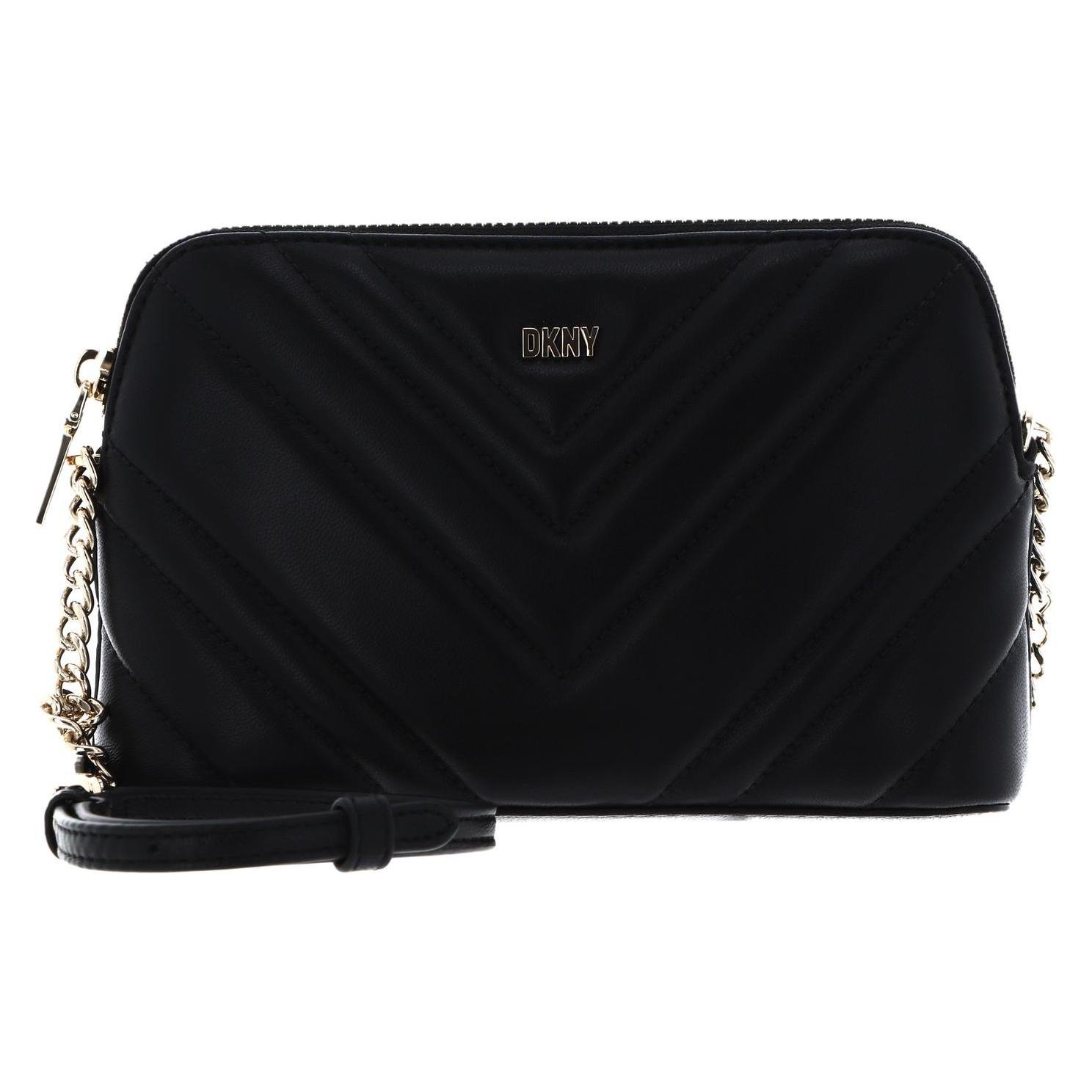 Dkny, Damen, Handtasche, Umhängetasche Madison Lamp Nappa Dome Crossbody, Gold, Schwarz